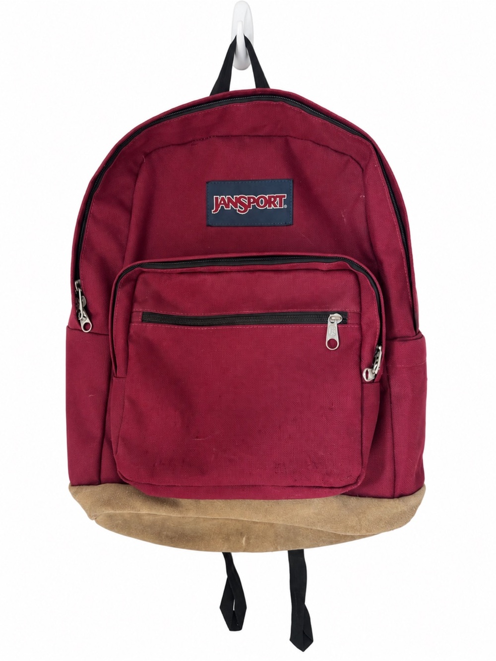 JanSport Right Pack Backpack Burgundy Wine Red Suede Bottom Y2K Retro Classic 90